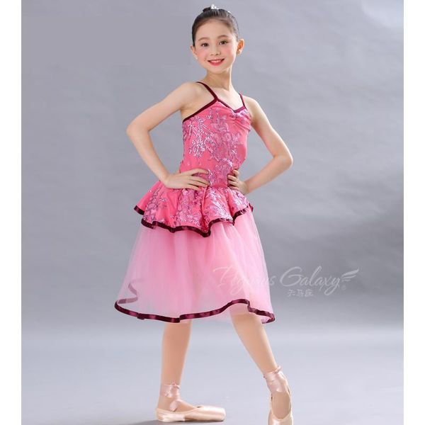 

stage wear svitania children's ballet dance dress pink princess professional performance costume, Black;red