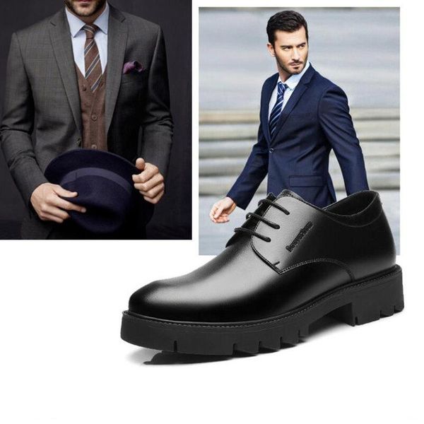 

dress shoes black men genuine leather height increasing elevator increase men's 10cm 8cm invisibly business wedding man