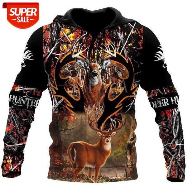 

amazing deer hunting 3d all print hoodie man women harajuku outwear zipper pullover sweatshirt casual jacket tracksuit #ym95, Black