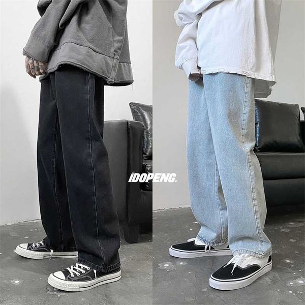 

pr men's classic casual jeans fashion woman wide leg denim pants harajuku style male jeasn hip hop streetwear 211011, Blue