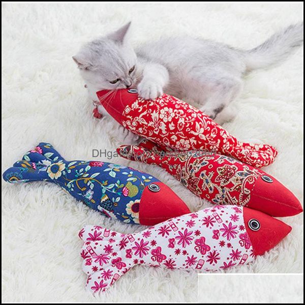 Toys de gato suprimentos de pet home jardim manual realista peixe chute de charp the com catnip engra￧ado interativo gatinho travesseiro phjk2107 grow deliv