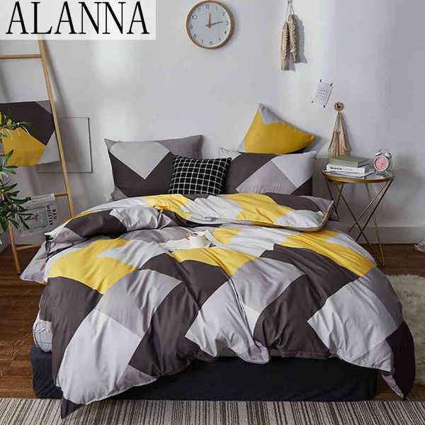 Alanna HD-All Moda Bedding Conjunto de Algodão Puro A / B Padrão Dupla Simplicidade Folha de Cama, Capa de Quilt Fronha 4-7pcs T200619