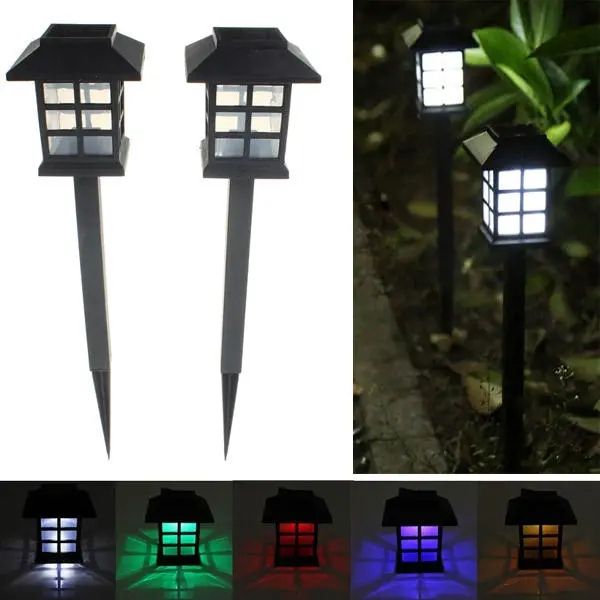 

2pcs garden solar oriental led lamp outdoor yard lawn decorative light - white