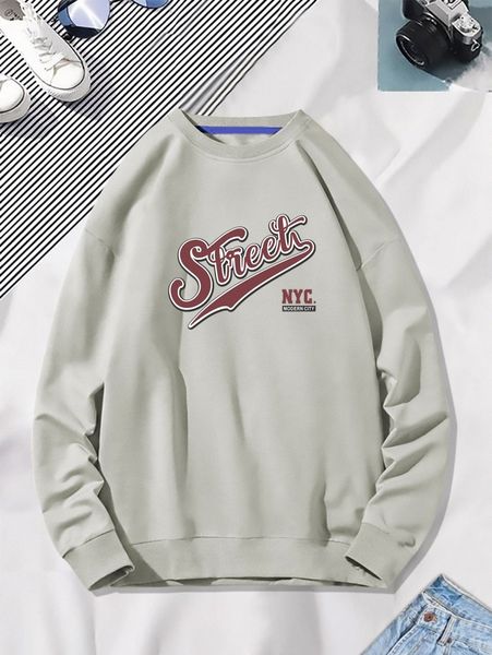 

men letter graphic pullover 45tx#, Black