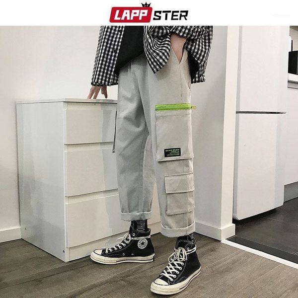 

men's lappster japanese streetwear cargo men overalls mens pockets sweatpants male straight harem pants hip hop joogers 5xl1 zj4q, Black