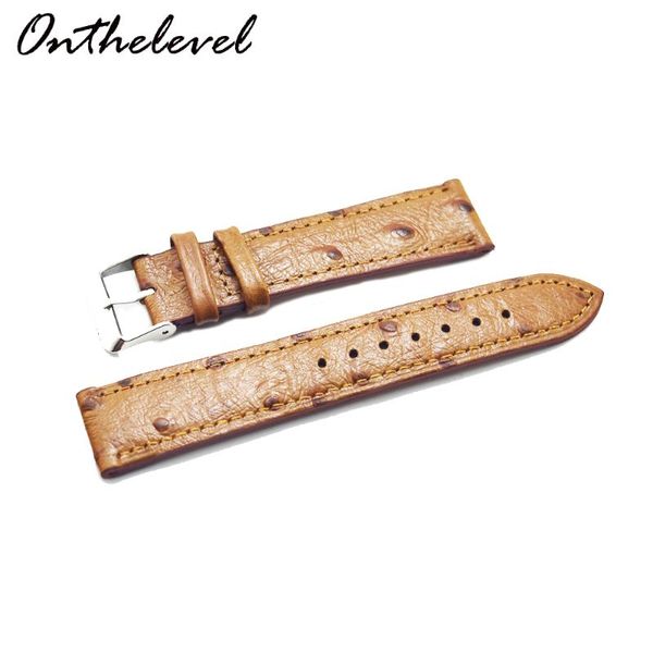 

watch bands leather retro ostrich pattern 18-24mmretro genuine watchbands brown yellow gray matte strap 2021, Black;brown