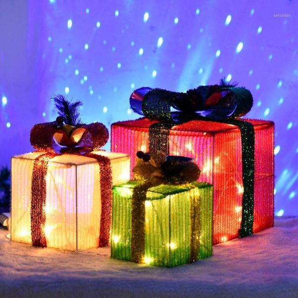 

christmas decorations 3pcs led gift box decoration xmas tree ornament market window for home year gifts