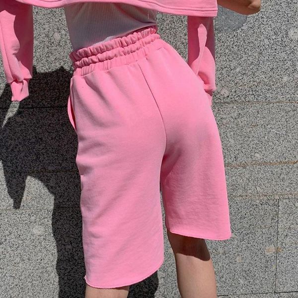 

women's pants & capris lusofie pink solid casual sweat pant women harajuku korean elastic high waist short ladies letter autumn 41eq, Black;white