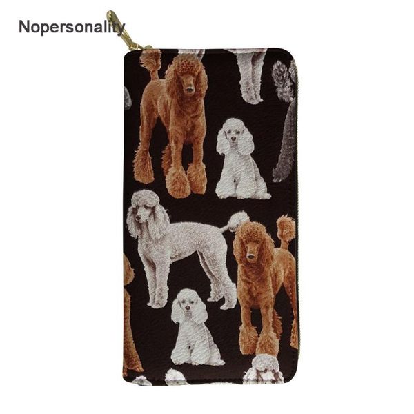 

wallets nopersonality leather poodle pug dog print for women long female purse organizer holders with phone pocket, Red;black