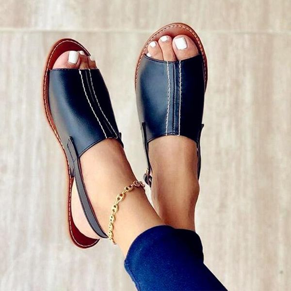 

women sandals summer casual flats female slippers fashion woman shoes peep toe comfort slip-on sandalias 2021, Black
