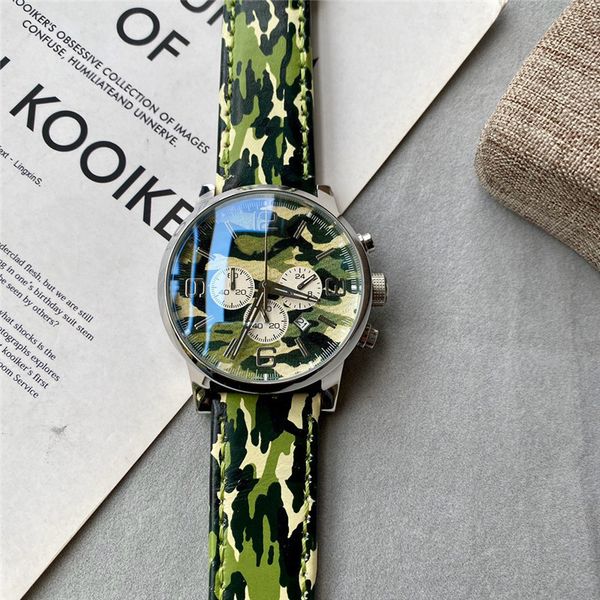 

selling high-grade men's quartz watch leather strap waterproof quality aaa specification 42*13mm, Slivery;brown