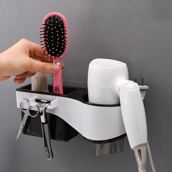 

bath accessory set multifunctional hair dryer rack for bathroom shelf storage products non-marking stickers punch-accessories sets