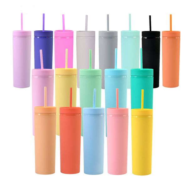 

acrylic skinny tumblers 16oz matte colored acrylic tumblers with lids and straws double wall plastic tumblers vinyl customizable diy gifts d