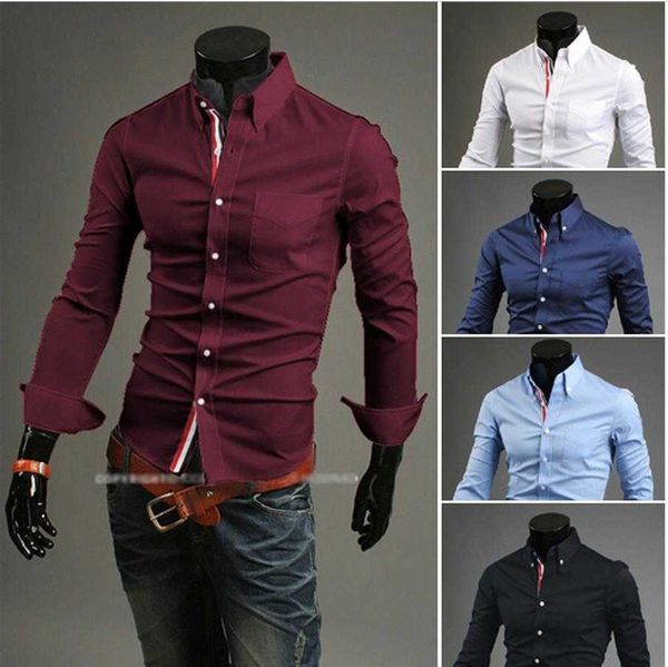 

single breasted dress shirt of men patch colorful striped braid long sleeve turn down sleeve design mens business shirt online, White;black