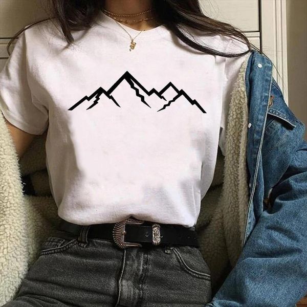 

men mens graphic simple mountain t shirts 90s printing cute mujer camisetas print clothes lady tees female, White;black