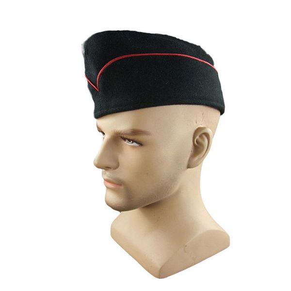 

wide brim hats wwii german hj black wool motor cap side r, Blue;gray