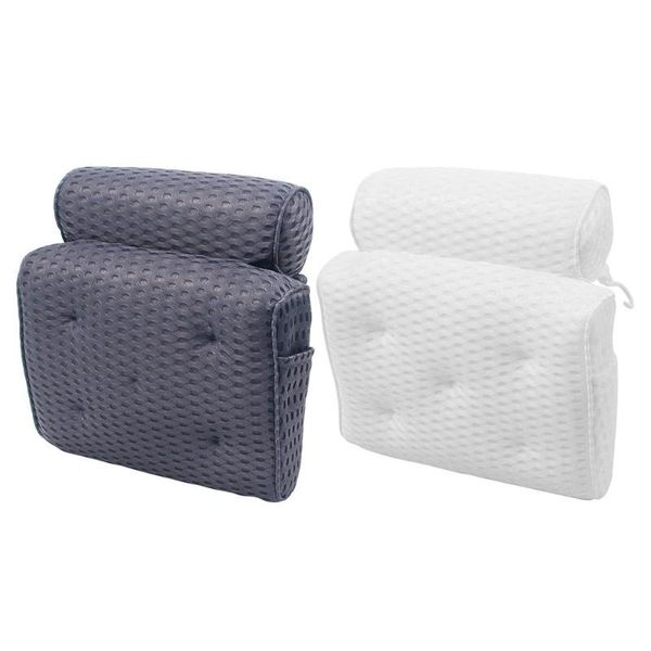 

pillow spa 4d air mesh bath with suction cups neck and back support headrest thickened tub bathroom cushion