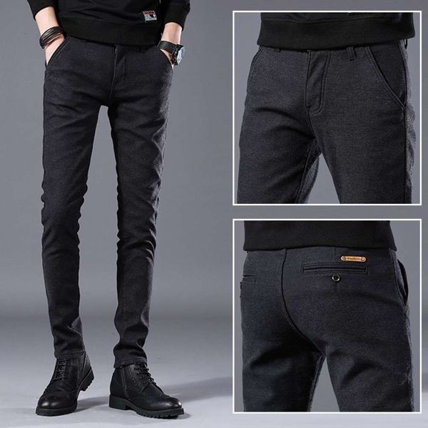 

casual pants autumn and winter slim fit business small foot long fashion, Black