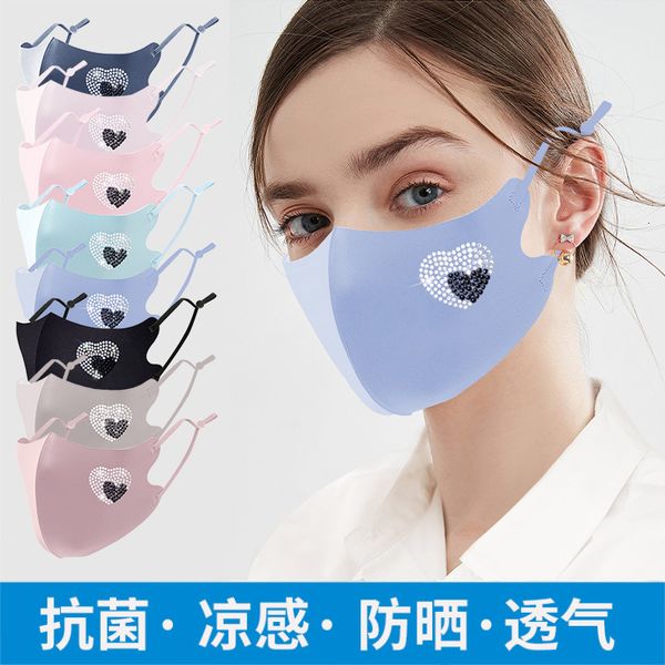

valentine's day drill ice silk air layer cloth mask washable for women