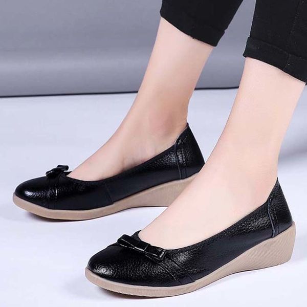 

women shoes flats platform shoe woman leather shoes ladies casual walking flats slip on female footwear plus size tenis feminino c0410, Black