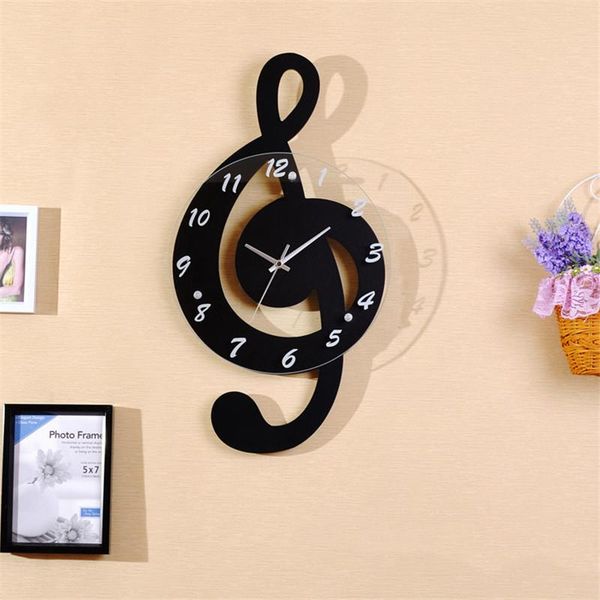 

wall clocks creative musical note shape clock living room personality notes wooden electronic fashion silent quartz