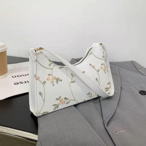 

evening bags floral baguette shoulder for women solid color casual versatile chinese style 2021 autumn design all-match pu handbags