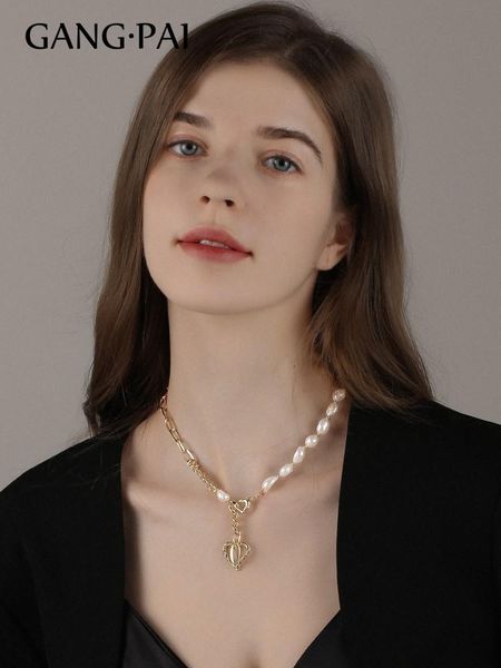 

pendant necklaces retro baroque pearl necklace 2021 women's fashion summer net red clavicle chain, Silver