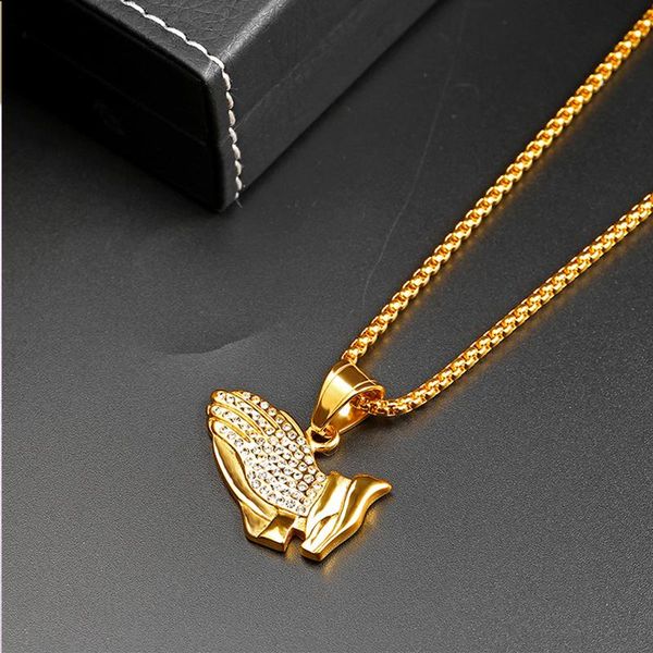 

pendant necklaces women necklace prayer zircon stainless steel gold for chain the neck fashion jewelry wholesale, Silver