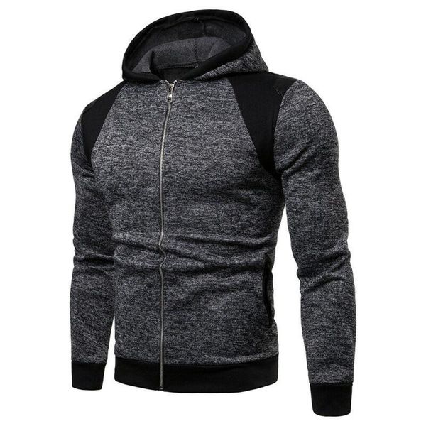 

men's hoodies & sweatshirts men clothing colourblock hoodie zipper up sweatshirt sports causal patchwork fashion autumn hooded clothes, Black