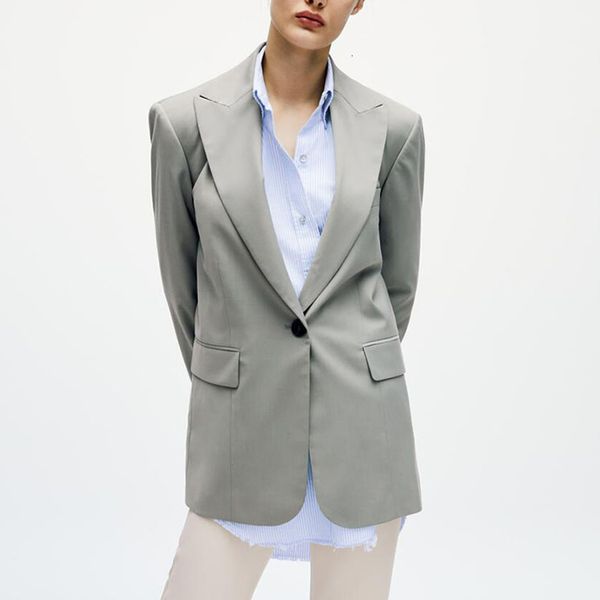 

women's suits & blazers cnlalaxury female fashion office wear single blazer button vintage jacket long sleeve outerwear chic 60wx, White;black