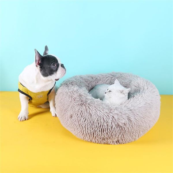 

round cat beds long plush cushion mat winter warm animals sleeping house mats dog pet supplies & furniture