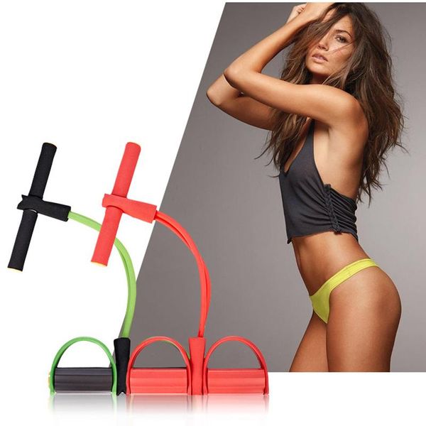

fitness resistance bands yoga elastic pull ropes tension rope 4 tube puller pedal ankle abdominal exerciser