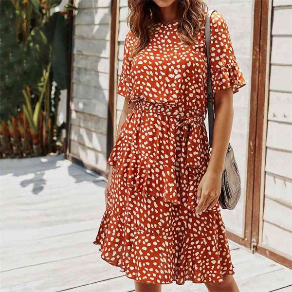 

elegant lady midi dress women summer female women's floral print ruffles a-line retro bohemian beach 210508, Black;gray