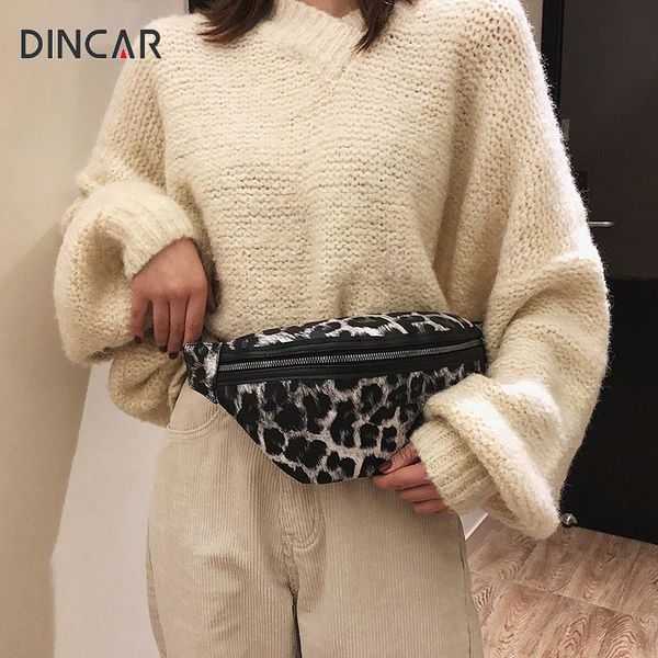 

waist bags dincar leopard bag ladies chest pu leather hiah quality fashion purse for women sport pocket female belt sack