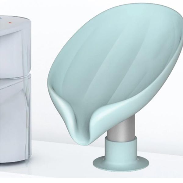 

soap dishes long/short leaf shape holder box bathroom kitchen non-slip drain stand modern dispenser set dish