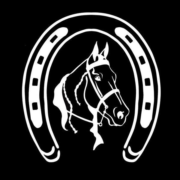 

18.8*20.3cm horseshoe and classic horse head car body decal creative car sticker