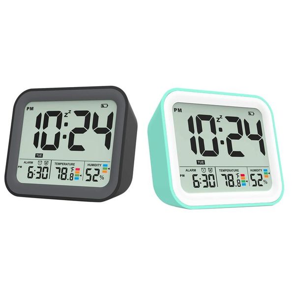 

other clocks & accessories digital desk dual alarm clock for bedroom,small travel with led temperature humidity display&dimmer&snooze