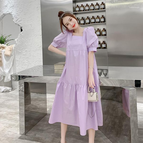 

maternity clothes summer cotton solid color short sleeve loose stylish dress for pregnant women pregnancy clothes1, White