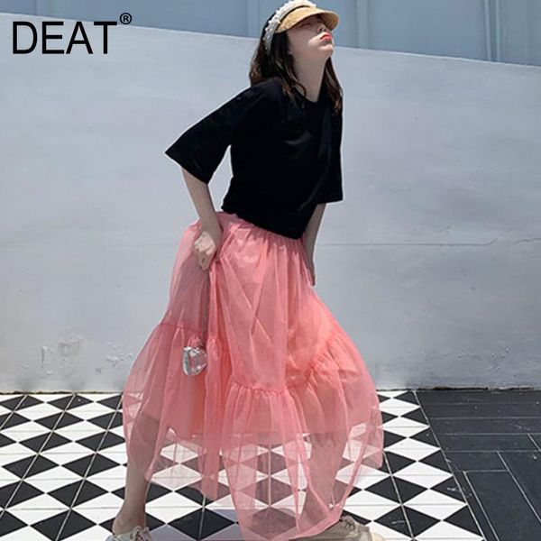 

women's t-shirt [deat] women black casual hollow out bandage short o-neck half sleeve fashion tide spring summer 2021 2f0309, White