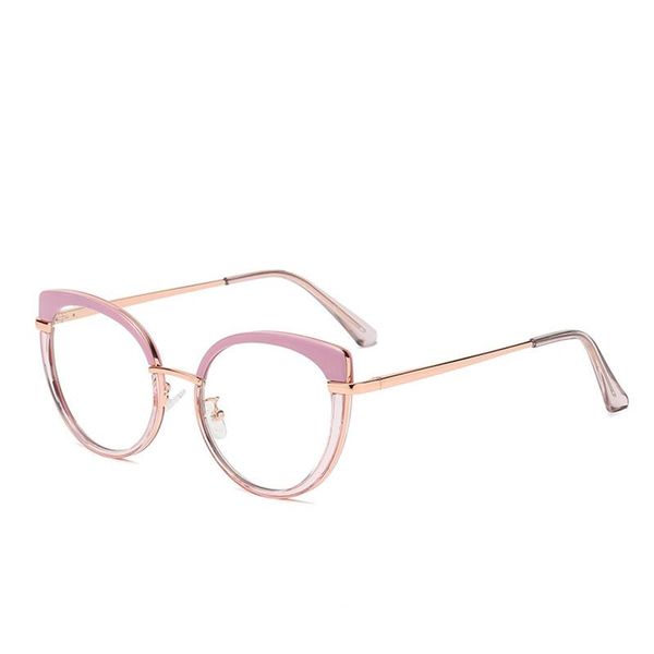 

fashion sunglasses frames two-tone metal anti blue light spectacle ladies retro fashionable comfortable myopia eyeglasses spring temple, Black