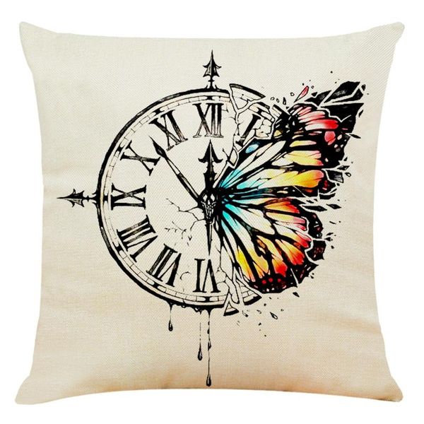 

cushion/decorative pillow cushion cover home decor polyester clock butterfly print case decorative for sofa soft throw 45x45cm
