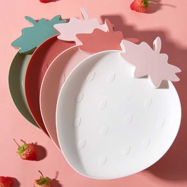 

dishes & plates 1pc cute portable strawberry design dry fruit plate simple snack candy dish tableware thick durable natural home tools