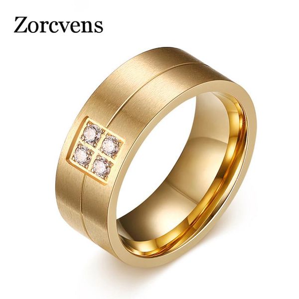 

cluster rings zorcvens + cz for women gold-color 316l stainless steel jewelry wedding engagement ring, Golden;silver