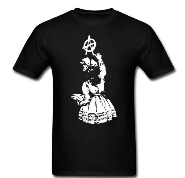 

Girl anarchy anarchist revolution anti-capitolism Banksy Tee t-shirt, White;black