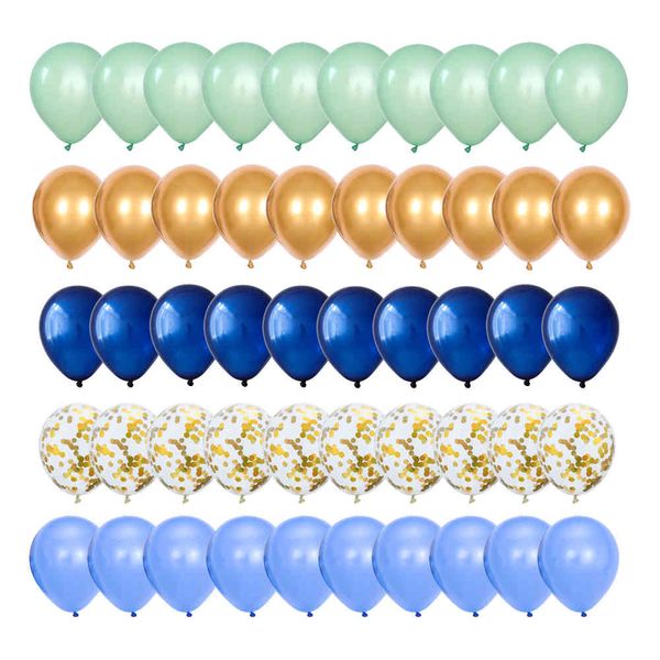 50 Stück bunte Einhorn-Konfetti-Luftballons, Chrom-Metallic-Gold-Globos, Hochzeit, Geburtstag, Party-Dekoration