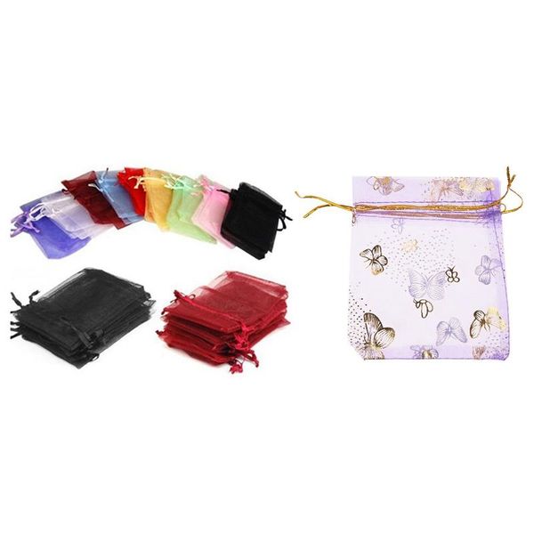 

gift wrap 108pcs drawsring organza jewelry pouch bags & 100pcs butterfly drawstring jewellery candy purple