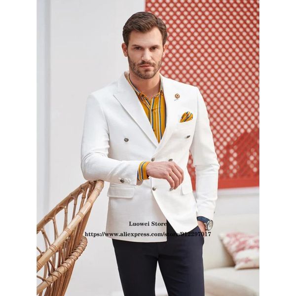 

men's suits & blazers casual mens white wedding groom slim fit tuxedo classic formal business blazer 2 piece sets costume homme (jacket, White;black
