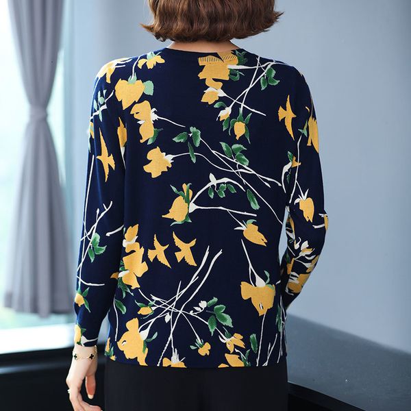 

women's sweaters fashion women clothing wool sweater jumper o-neck flowers printing long sleeves loose female casual kni, White;black