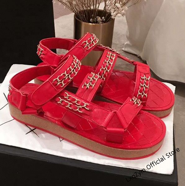 

latest brand designer women sandals fashion summer shoes woman flat real sheeping gladiator beach chaussure velcro 60% off store online, Black