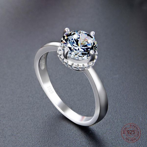 

cluster rings s925 sterling silver platinum plated crown hollowed-out ring prong/pave setting zircons luxury simple temperament gift for wom, Golden;silver